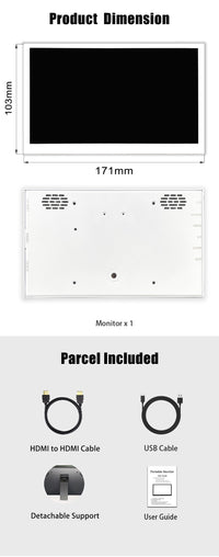 LESOWN P70CW-T Small HDMI USB Touchscreen 7 inch 1024x600 with Speakers Portable PC Monitor Screen