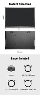 LESOWN P101GHT 10 inch Monitor 2.5K USB Type C & HDMI Touchscreen 10.1 inch Portable Monitor 2560x1600 Small Display