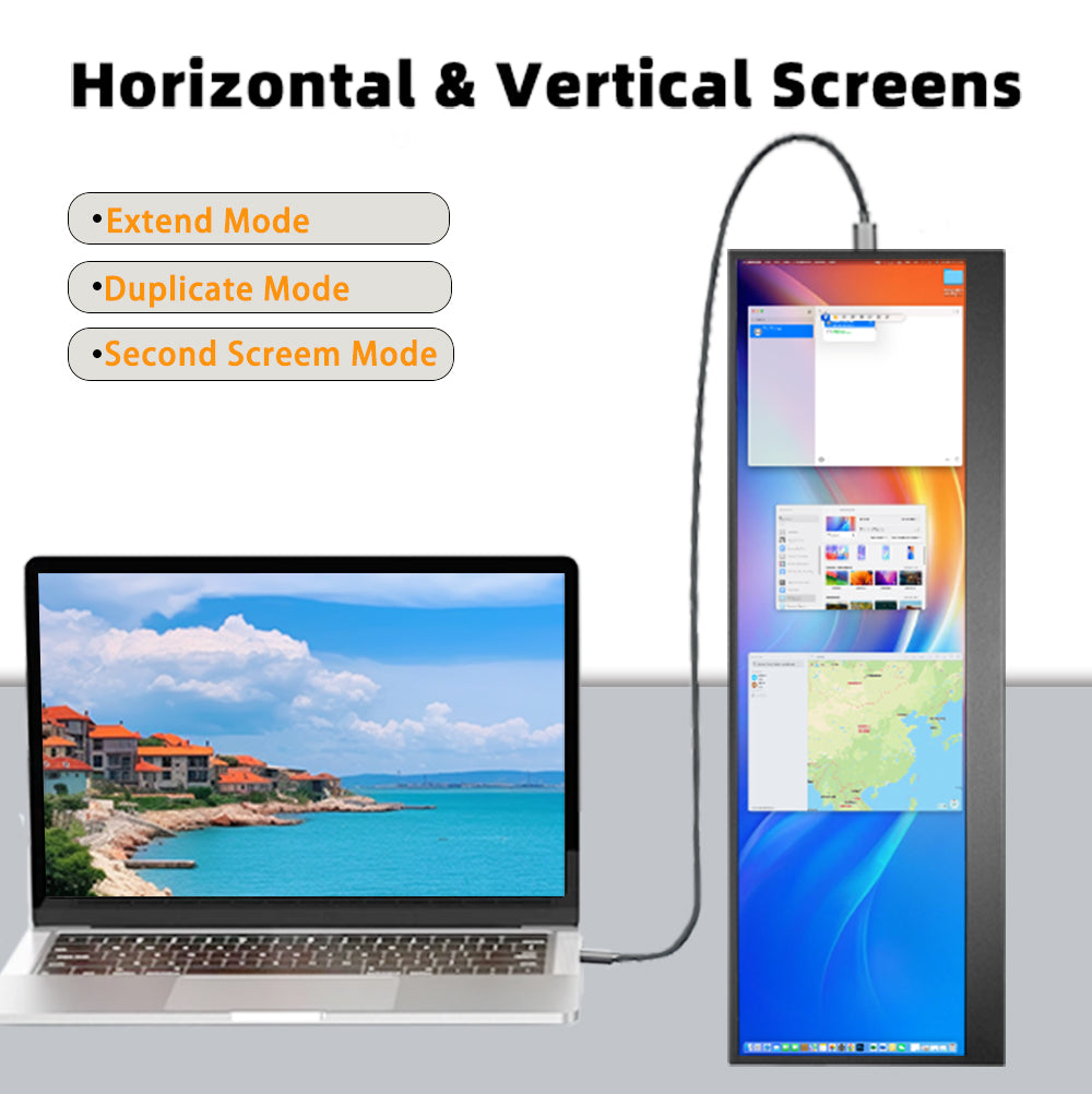 Long Screen One Color LESOWN 14.1 inch Long Portable Monitor 4K Ultra Wide Touch Screen Capa ...