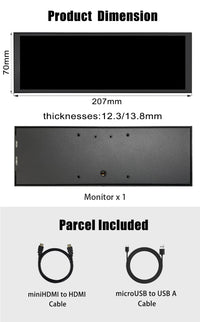 LESOWN P79 7.9inch IPS Stretched Bar HDMI Display 400*1280PC Temperature Monitoring RPi