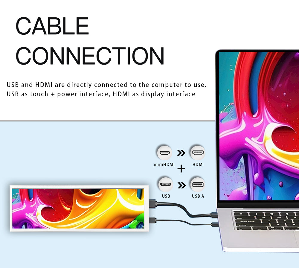 LESOWN P79W-T 7.9 inch Strip Display Small Widescreen 400x1280 IPS CPU GPU Temperature Monitoring Display