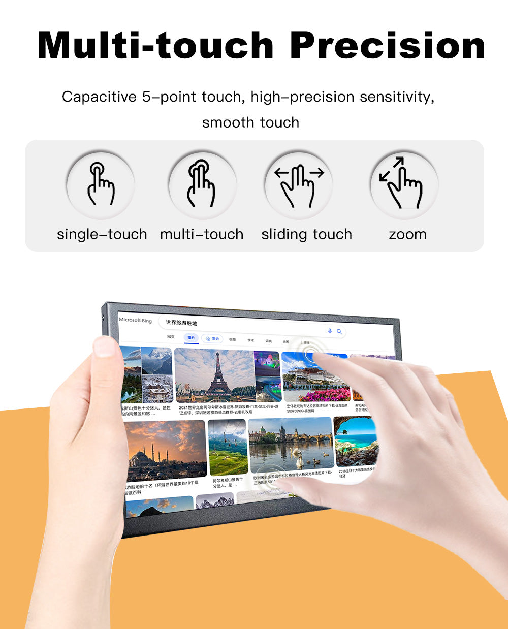 LESOWN P70D-T USB C 7 inch Monitor LCD Touch Display IPS 1024x600 Small Portable Monitor