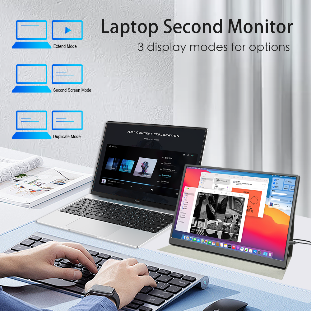 LESOWN P105KPT/P105KPS 10.5 inch 100%sRGB USB C Portable Monitor 1500:1 16:10 IPS Gaming Laptop PC Second Monitor