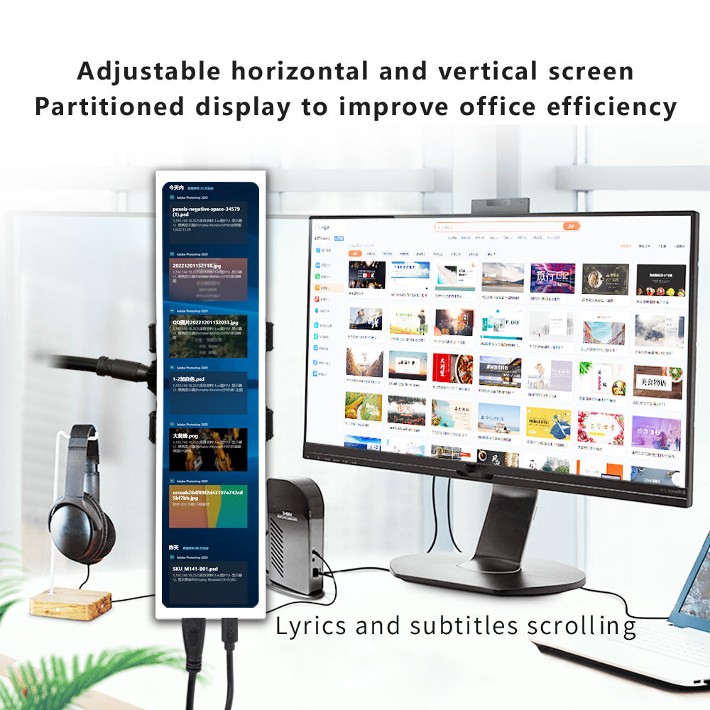 LESOWN P113W Wide Screen HDMI Long Strip Display 11.3 inch IPS 440x1920 mini Computer Bar Type Secondary LCD Monitor