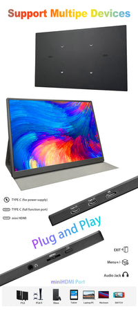 LESOWN P105KPT/P105KPS 10.5 inch 100%sRGB USB C Portable Monitor 1500:1 16:10 IPS Gaming Laptop PC Second Monitor