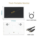 LESOWN P70CW White Small HDMI LCD Portable Monitor 7.0inch IPS Display Dual Speakers Audio Jack