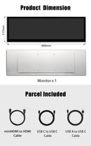LESOWN P145FHT 14.5 inch Stretched Bar Monitor USB C HDMI 2560x720 IPS Speakers CNC Shell Bar Monitor