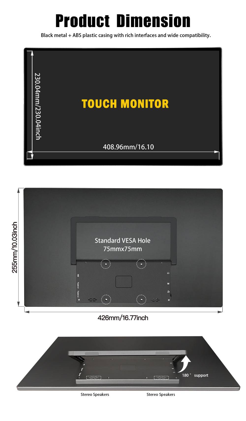 LESOWN P185KPR/P185KPTR 18.5 inch 120Hz Large Portable Gaming Monitor