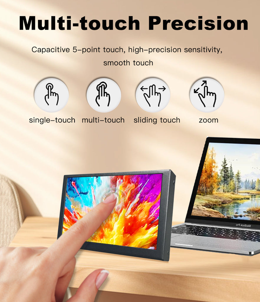 LESOWN P50C-T mini Monitor 5 inch IPS 800x480 LCD Touch Screen Display ...