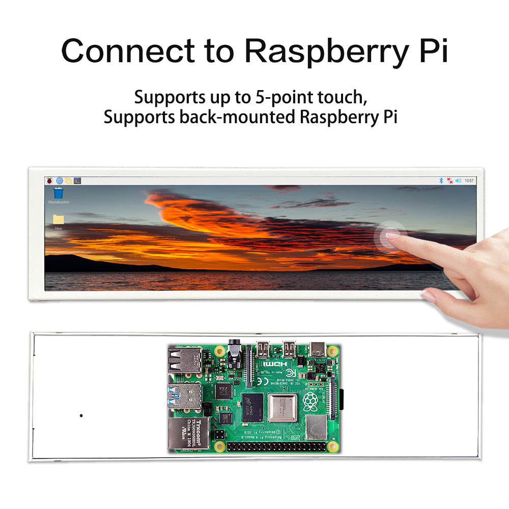 LESOWN P88W-T LCD Bar 8.8 inch Side Monitor 480x1920 IPS HDMI USB Powered Touch Display White