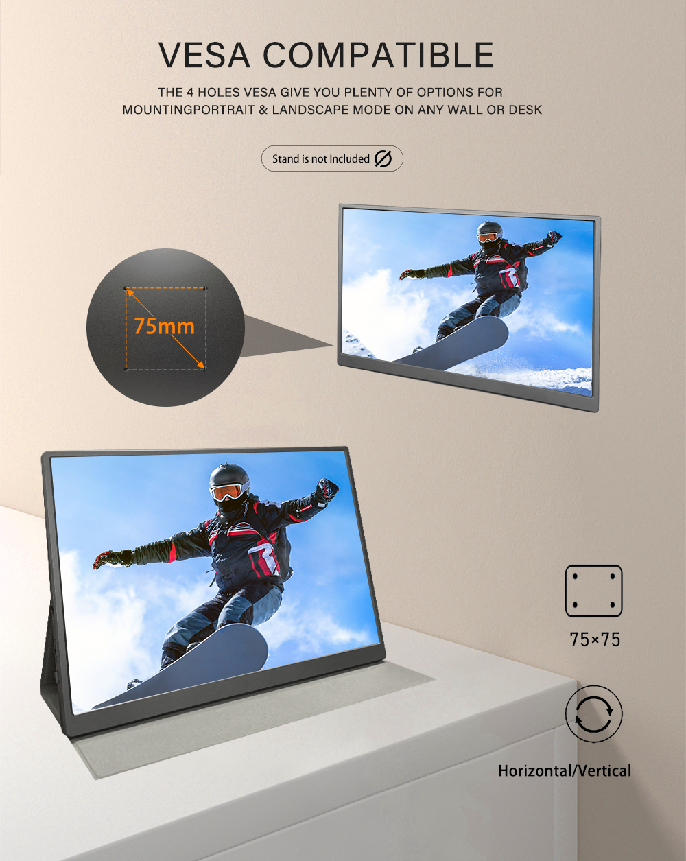 LESOWN P105KPT/P105KPS 10.5 inch 100%sRGB USB C Portable Monitor 1500:1 16:10 IPS Gaming Laptop PC Second Monitor