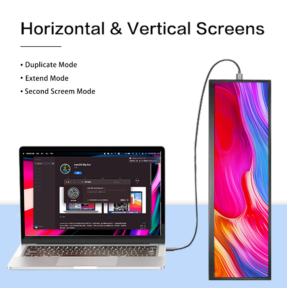LESOWN P126GPT 12.6 inch USB C Stretched Bar LCD Monitor HDMI Touchscr ...