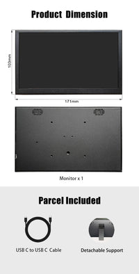 LESOWN P70D-T USB C 7 inch Monitor LCD Touch Display IPS 1024x600 Small Portable Monitor