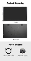 LESOWN P70D 7 inch USB C Monitor 1024x600 Small Portable Monitor Widescreen LCD Extension Display