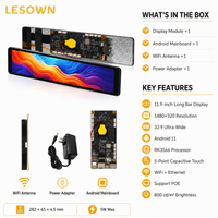 LESOWN Ultra-wide PC Case Sensor Panel 11.9 1480x320 Stretched Touch Monitor for AIDA64 Windows Host Modding High Bright Display