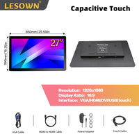 LESOWN E270-G01GBT Open Frame 27 Inch Industrial Embedded Win-10 PC Monitor 1920x1080 IPS Panel Mount Display Wide Temperature Range for TV