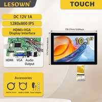 LESOWN M101-B01T Widescreen 10.1 inch Touch Display IPS 1280x800 HD Resolution LVDS HDMI VGA Interface LCD Screen Module for Computer