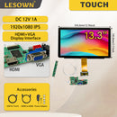 LESOWN M133-A01T Touch Screen  13.3 inch 1920x1080 IPS FHD HDMI VGA Ports LCD Panel eDP 30PIN Interface Wide External Display Module