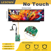 LESOWN M141-A01S  Ultrawide Long Strip Screen Display 14.1 inch mini HDMI USB-C 550x1920 IPS LCD Display Module for Aida64 Computer