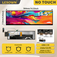 LESOWN M145-A01S Long Stretched Screen 14.5 inch IPS Touch 2560x720 QHD 1500:1 USB-C HDMI Strip Bar Secondary Display LCD Panel Module