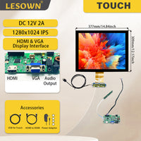 LESOWN M170-A01T 17 inch Touch Display Original LCD Screen 1280x1024 IPS High Resolution HDMI VGA Ports DC12V 2A Module with Driver Board
