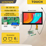 LESOWN M156-B02T 15.6 inch Laptop Screen 1920x1080 IPS HDMI VGA USB Touchscreen Display eDP 30PIN Interface LCD Panel Module for PC