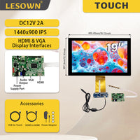 LESOWN M190-B01T 19 inch 1440x900 IPS LCD Capacitive Touch Display HDMI VGA Ultra Wide Screen 1000:1 LVDS Module with Driver Board