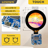 LESOWN M28-A01T mini Touch Screen 2.8 inch 480x480 IPS 1200x1 HDMI SPI3W-RGB 40PIN Interface LCD Display Module for PC Computer Visual Doorphone