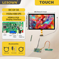 LESOWN M320-A01T 32 inch LCD Panel 1920x1080 IPS Full High Definition Touch Screen LVDS HMDI VGA DC12V 3A Display Module with Driver Board