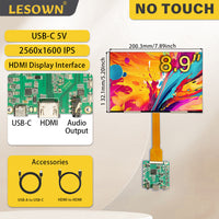 LESOWN M89-A01S 2.5K QHD Screen 8.9 inch HDMI Display Interface 2560x1600 IPS 1200:1 Full Viewing LCD Panel Module for PC Small TV Box