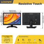 LESOWN N120 Resistive Capacitive Touch Screen Monitor 12 inch 16:10 1280x800 IPS Industrial Embedded