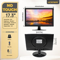 LESOWN N173-E01S 17.3 inch Portable Industrial Monitor 1600x900 VGA Display for Security Cameras