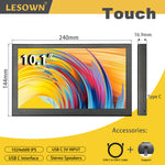 LESOWN P101D-T Small USB C 10.1 inch Monitor 1024x600 Touchscreen Display Aida64 PC Temperature Monitoring
