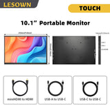 LESOWN P101DP P101DP-T 10.1inch 1280x800 IPS LCD Portable Display Mini Secondary Monitor USB‑C Side Screen Compact Display for Laptop Plug & Play