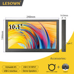 LESOWN P101D+S/P101D-T+S Small Wide USB C 10.1 inch 1024x600 Touchscreen Display PC Temperature Monitoring Aida64