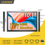 LESOWN P101GHS/P101GHT-S Wide Portable Display HDMI Touchscreen 10.1 inch IPS 2560x1600 USB C LCD Small Second Screen Monitor for Computer PC
