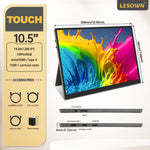 LESOWN P105KPT Portable Monitor 10.5 inch 1920x1280 IPS 100%sRGB Touchscreen USB-C HDMI Small Lightweight Travel Display