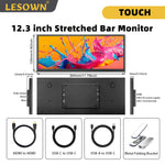 LESOWN P123WPT P123GPT 12.3'' Ultra-Wide Horizontal Display 1920x720 Portable Bar Monitor Extra Screen for Laptop PC Gaming Work & Entertainment