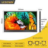 LESOWN P125GPS/P125GPT 12.5 inch Wide LCD Portable Monitor USB C Touchscreen Capacitive HDMI FHD 1920x1080 IPS Monitor Sub Screen for Gaming Computer