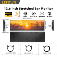 LESOWN P126GPS 12.6 inch Secondary Screen 1920x515 IPS HDMI Bar LCD Monitor