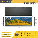 LESOWN P127GHR/P127GHTR 12.7 inch Touchscreen LCD Wide Bar Portable Monitor 2K HDMI Type C IPS Secondary Monitor for Stock Market Ticker Display