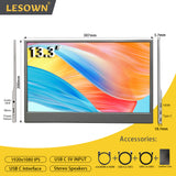 LESOWN P133KPS Ultrawide Monitor USB C 13.3 inch 1920x1280 IPS HDMI Portable Gaming Display External Second Screen for PC Smart Phone
