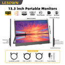 LESOWN P133K 13.3 inch 4K Portable Monitor UHD 3840x2160 IPS LCD Touchscreen VESA Extension Display for XBox PS4/5 Switch PC Laptop
