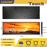 LESOWN P141GMS+S/P141GMT+S 14.1 inch Long Portable Monitor 4K Ultra Wide Touch Screen Capacitive USB C HDMI IPS Laptop PC External LCD Monitor