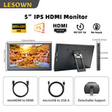 LESOWN P50C Small mini Monitor 5 inch 800x480 HDMI Portable Second Screen for Laptop PC