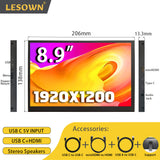 LESOWN P89GPT/P89GPS+S 8.9 inch Wide Portable USB C Touchscreen Monitor IPS 1920x1200 Small LCD Sub Screen mini HDMI Display for PC Computer
