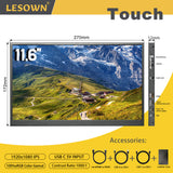 LESOWN P116GPS/P116GPT 11.6 inch LCD Monitor Wide Touch Screen Full HD 1920x1080 HDMI USB Type C Portable Display PC Smart Phone Screen Extender