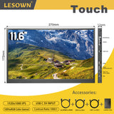 LESOWN P116GPS/P116GPT 11.6 inch Small Portable Monitor Touch FHD 1080P HDMI USB Type C Extend Portable Display