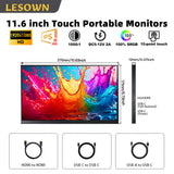 LESOWN P116GPS/P116GPT 11.6 inch Small Portable Monitor Touch FHD 1080P HDMI USB Type C Extend Portable Display