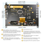 LESOWN R7-A Wide Small Screen 1024x600 IPS LCD Display HDMI Portable Monitor Touch Module with Case